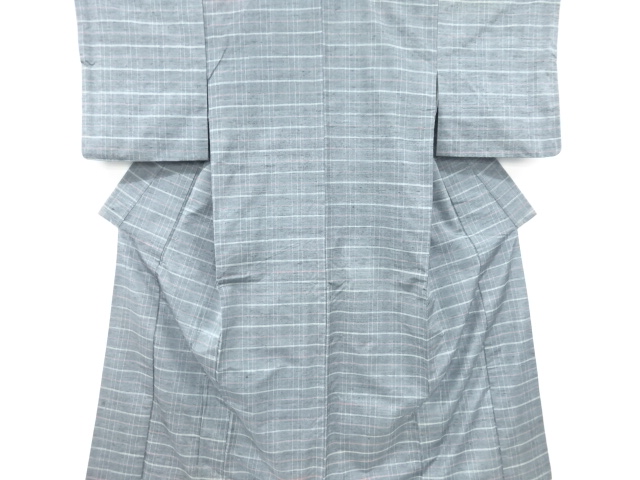 JAPANESE KIMONO / ANTIQUE KIMONO / SILK / TSUMUGI / WOVEN GRID